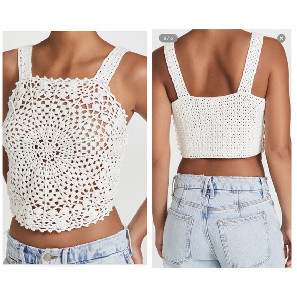 Rebecca Taylor “Crochet Doily” white moonstone  open knit tank top Size … - Picture 3 of 15